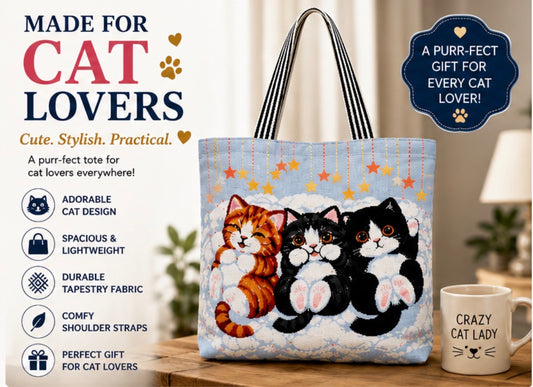 Cute Kitten Tote Bag with Zipper
