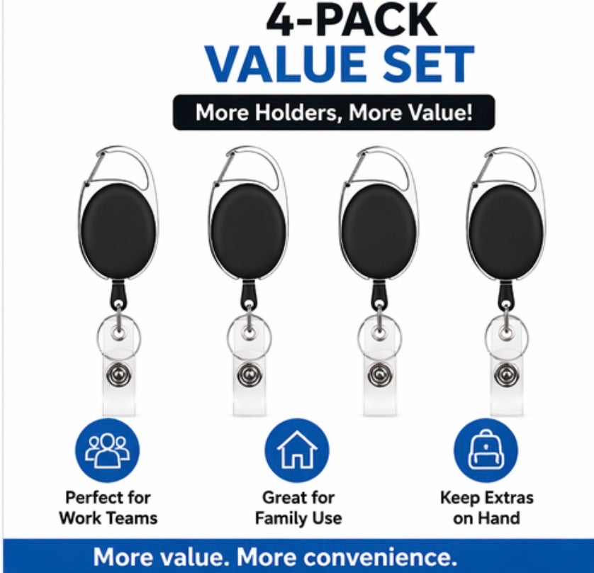 Retractable Badge Holder with Carabiner Clip