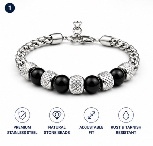 Women’s Stainless Steel Tiger Eye Bead Bracelet