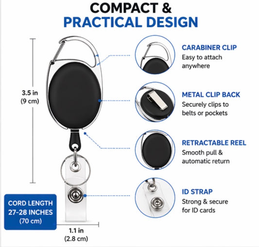 Retractable Badge Holder with Carabiner Clip