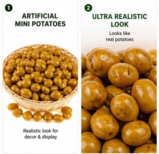 40 Artificial Mini Potatoes (Realistic Foam Fake Potatoes)
