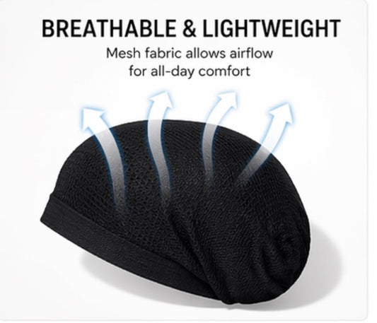 2 Pack Black Stretch Bonnet Cap for Women