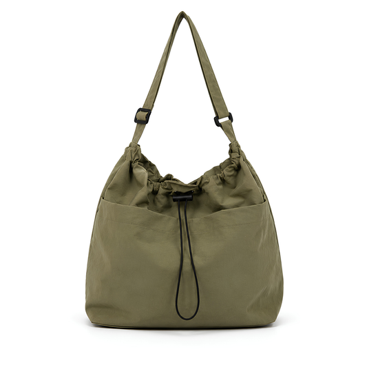 Minimalist style Drawstring Nylon Shoulder Tote Bag (Waterproof)