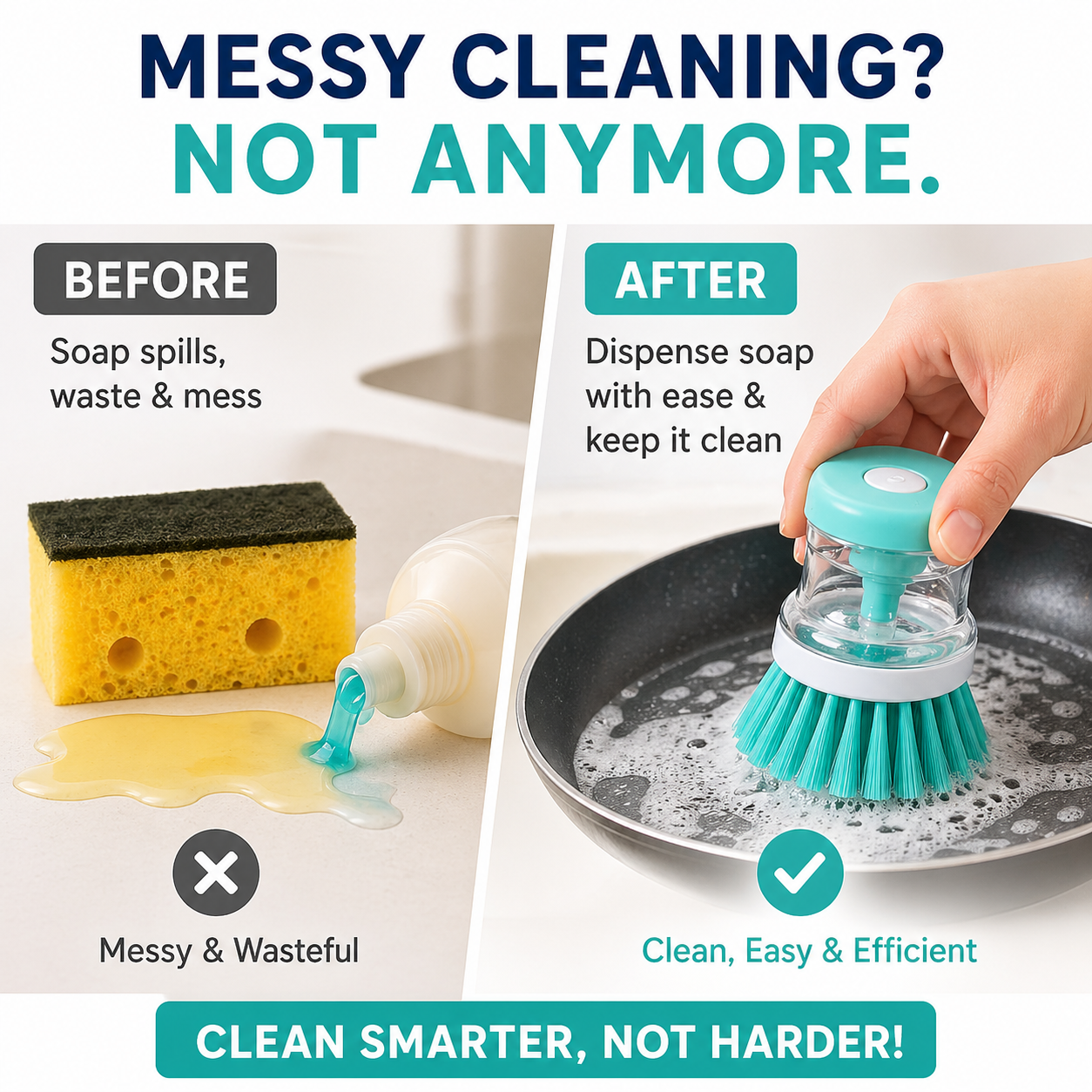 3 Pack Dish Brush with Soap Dispenser