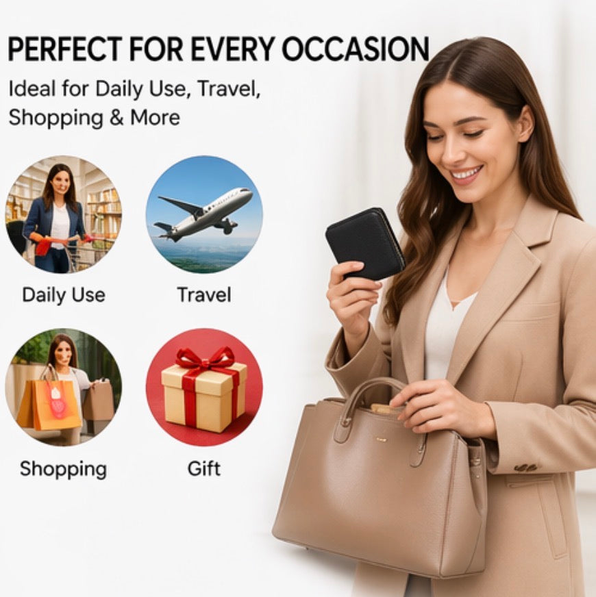 RFID Blocking Zipper Card Holder Wallet – Slim Compact Organizer