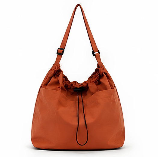 Minimalist style Drawstring Nylon Shoulder Tote Bag (Waterproof, Large Capacity)