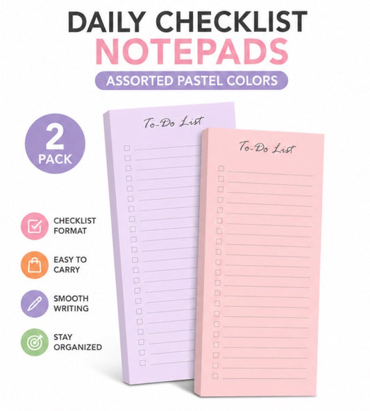 Pastel Daily Checklist Notepad Set – Assorted Colors To Do List Memo pad