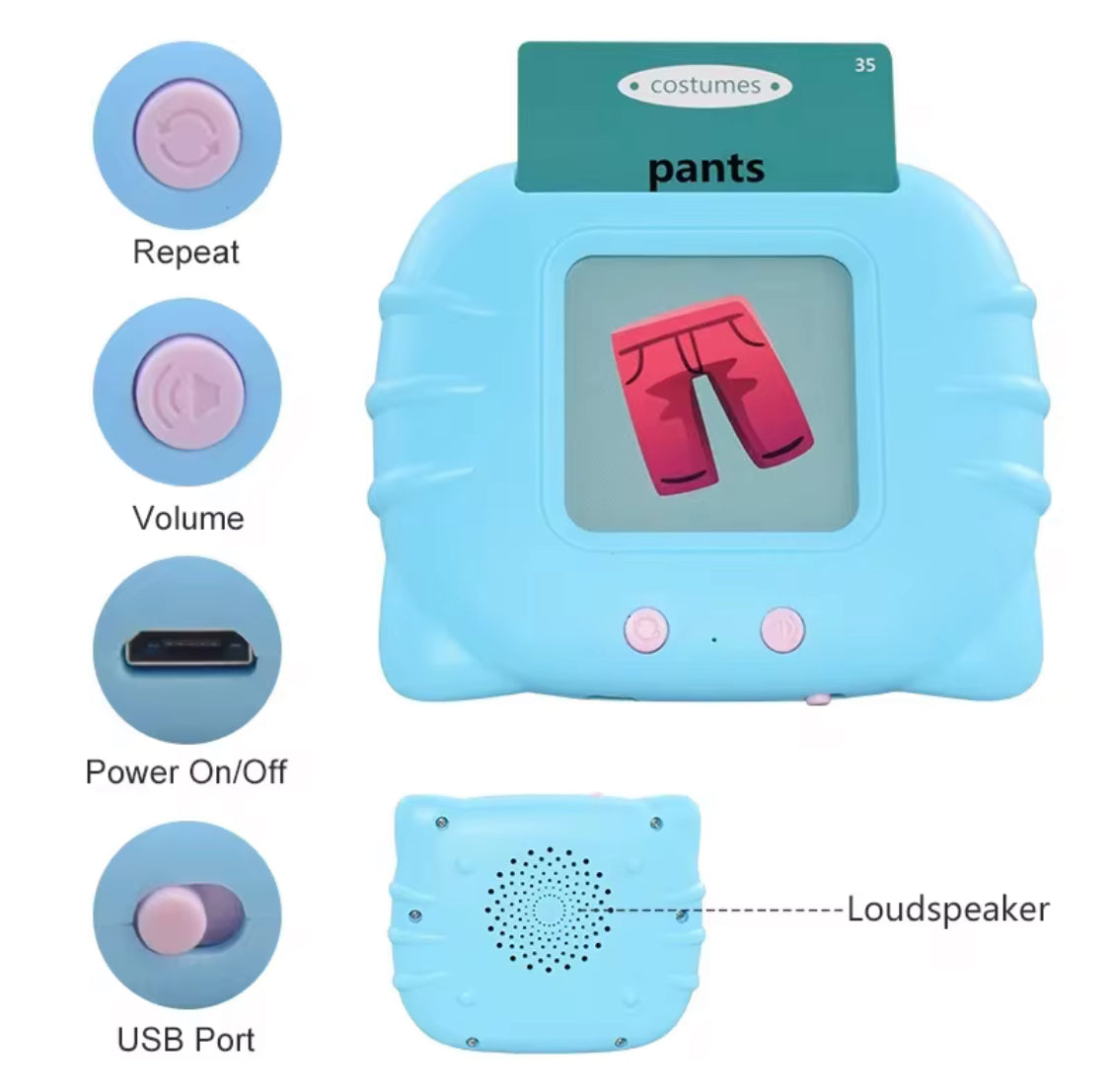 Educational Talking Flash Cards for Kids, Electronic Learning Toy with Sound
