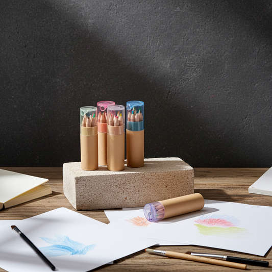 Mini 6 pcs Colored Pencils with Sharpener in Pink Green Blue or Clear for On-the-Go Art Enthusiasts Compact Portable Vibrant Colors Ideal for Artists penset