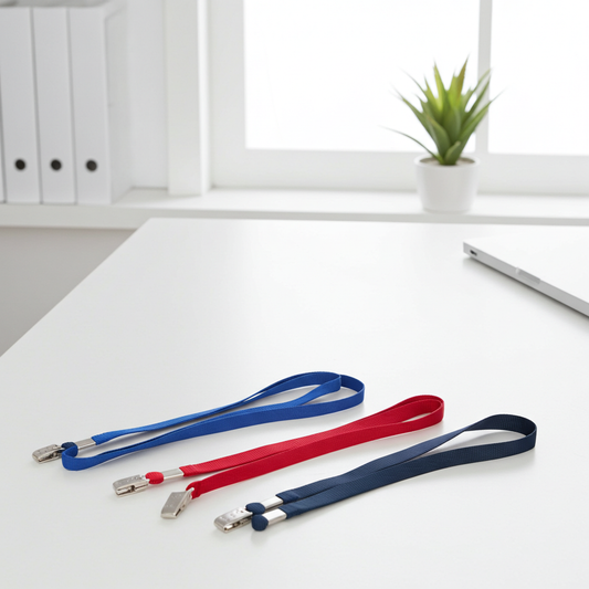Nylon Lanyard with Metal Clip, 4-Pack, Blue Black Red Navy, Office ID Badge Holder