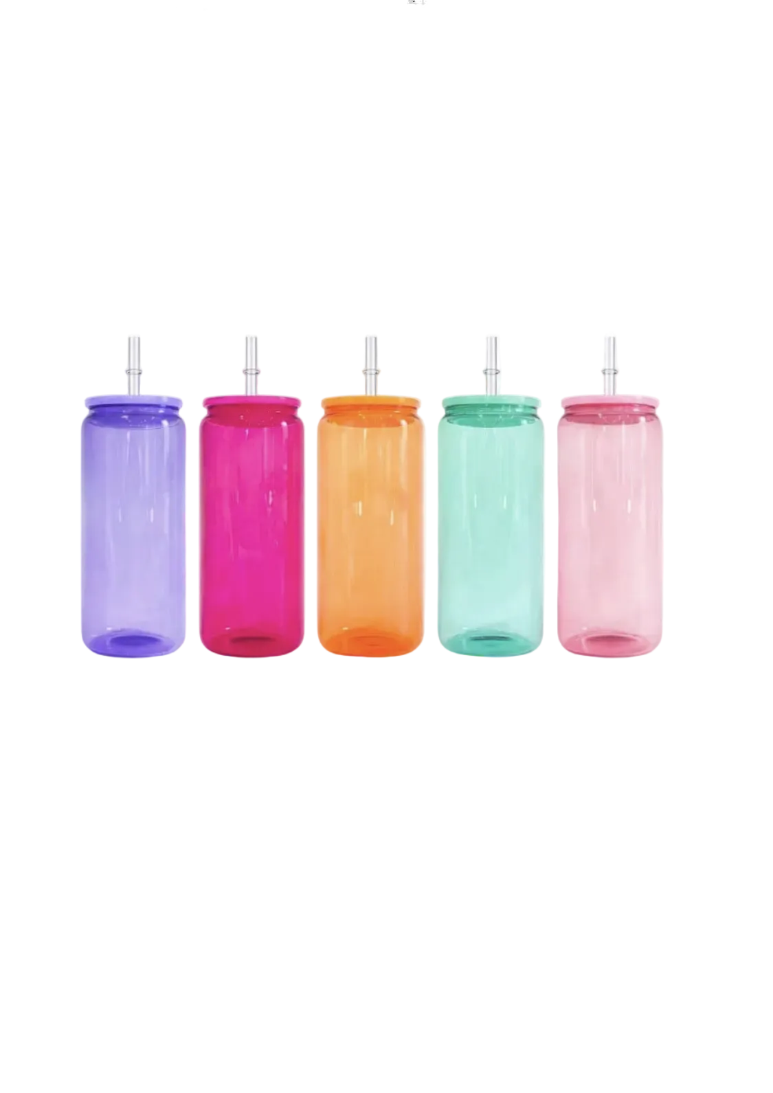 16 oz Colorful Glass Tumbler with Straw