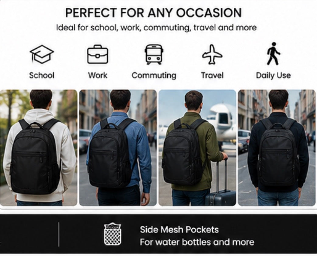 Lightweight Everyday Backpack with Multiple Compartments for School, Travel & Work