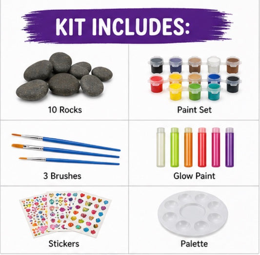 Glow in the Dark Rock Painting Kit for Kids & Adults