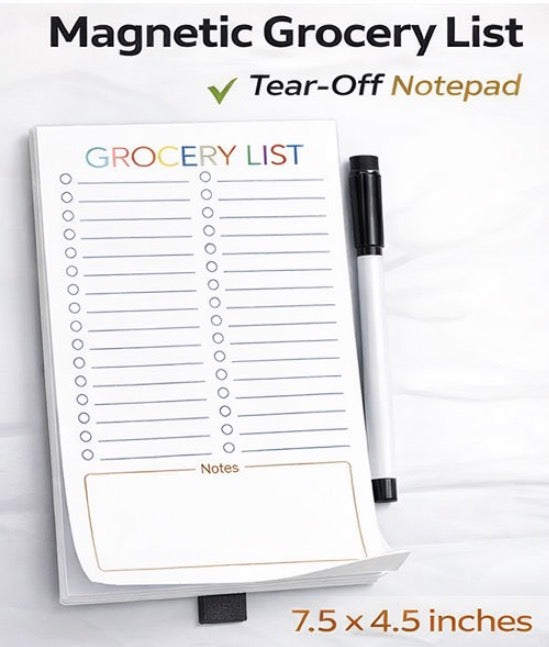 Magnetic Grocery List Notepad for Fridge