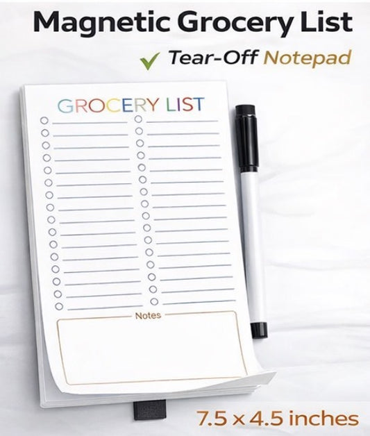 Magnetic Grocery List Notepad for Fridge