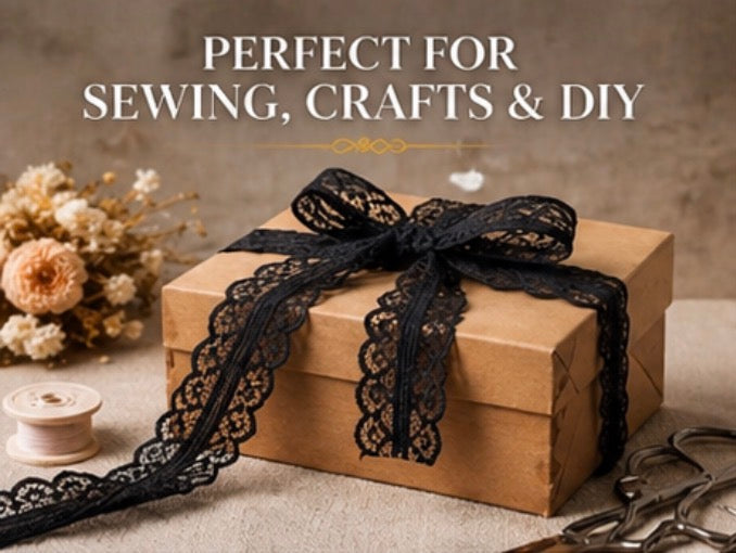 Black Lace Trim Ribbon 5 Yards