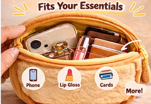Cute Toast Plush Crossbody Bag