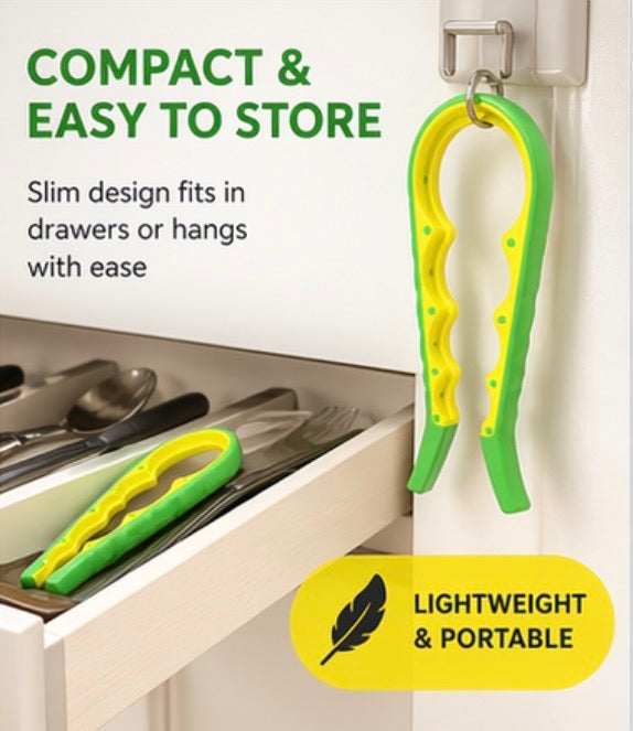 Plastic Jar Opener, Easy Grip Design, Green and Yellow