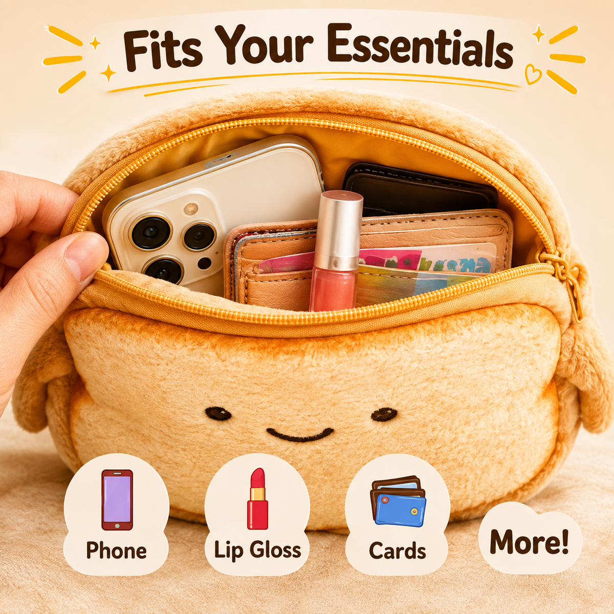 Bread shaped 🍞 Crossbody Bag, Cute Plush Toast Purse for Kids & Teens, Soft Lightweight