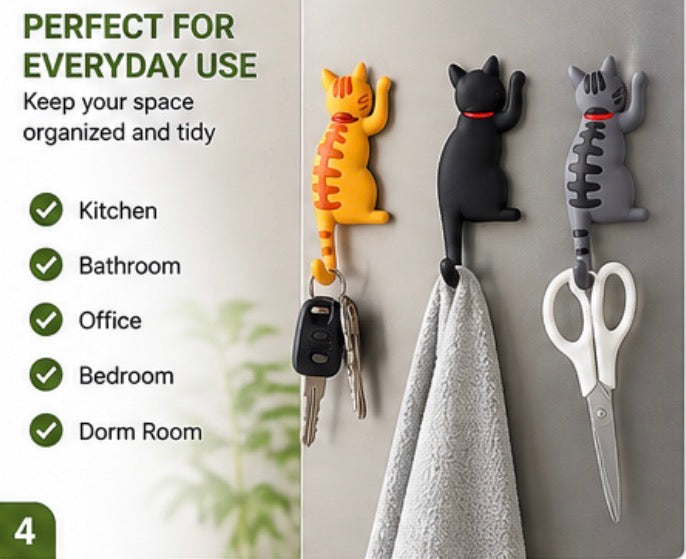 3 Cute Cat Tail Magnetic Hook