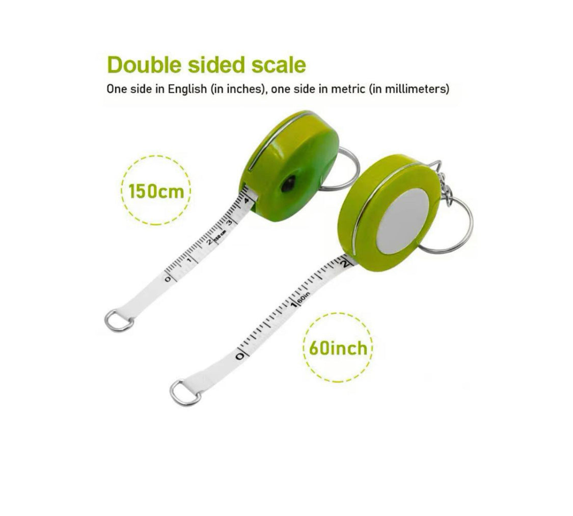 2 pack Retractable Measuring Tape with Keyring, 60 Inches, Neon green and White Double-Sided Portable Soft Tape Measure