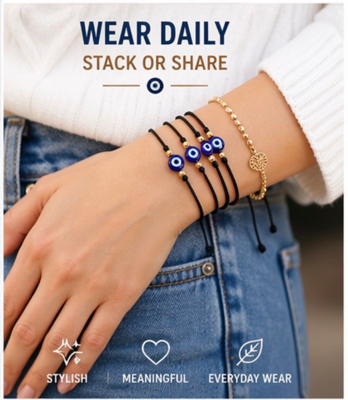 Evil Eye Bracelet Set for Women & Men (8 Pack)