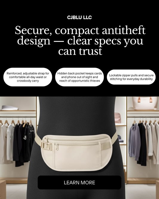 Waist Bag - Secure Antitheft Design, Comfortable Carry, Versatile Use, Durable Material, Compact Size, Neutral Color, Ideal for Everyday Use