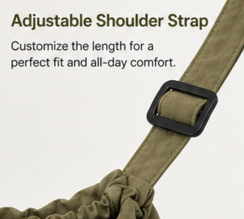 Minimalist style Drawstring Nylon Shoulder Tote Bag (Waterproof, Large Capacity)