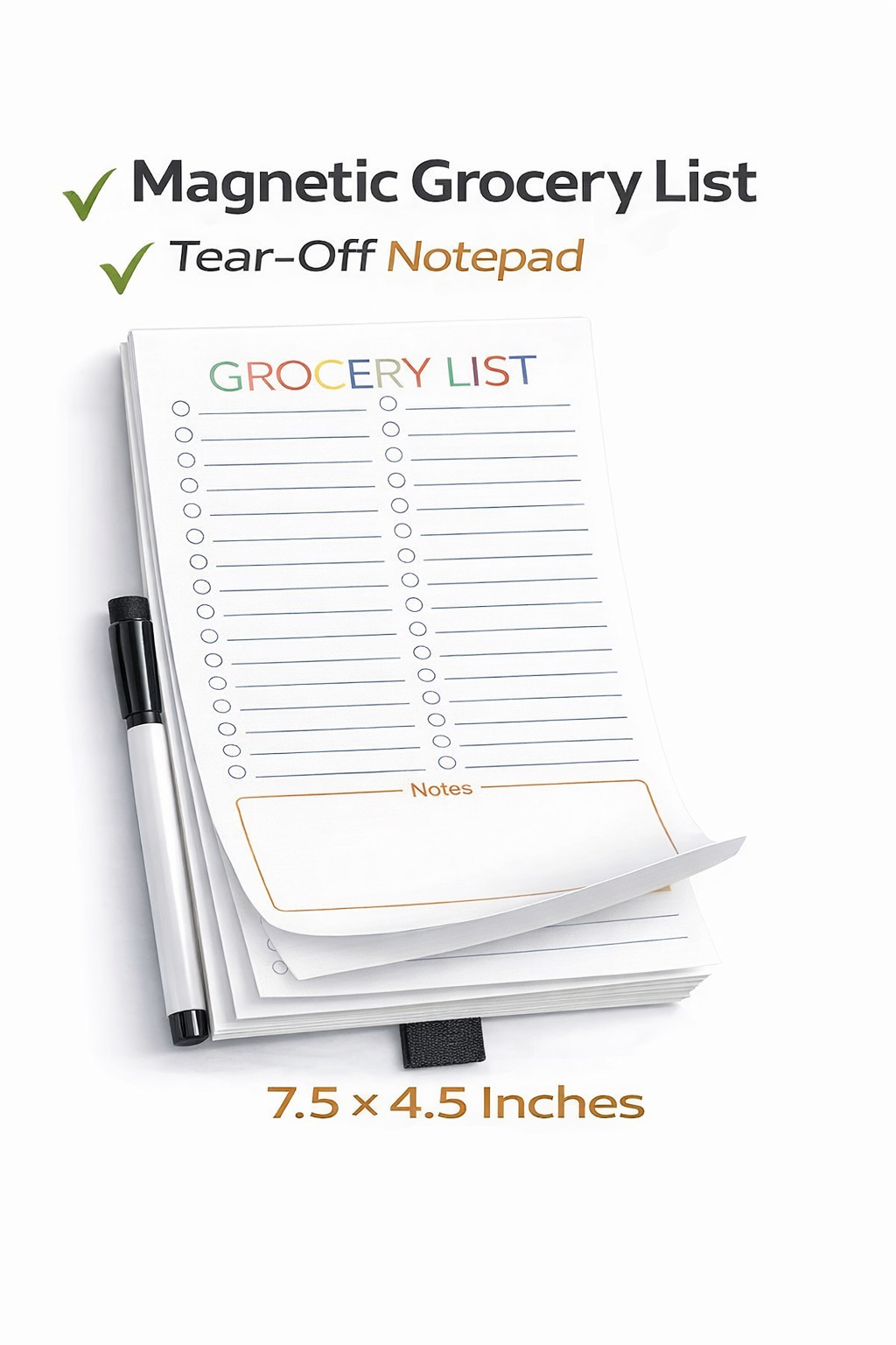 Magnetic Grocery List Notepad for Fridge