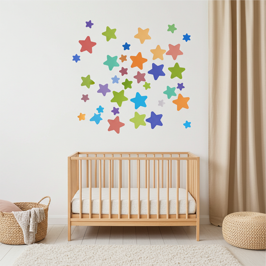 Colorful Star Wall Decals 96 Multicolor Vibrant Stars for Kids Room Decorations