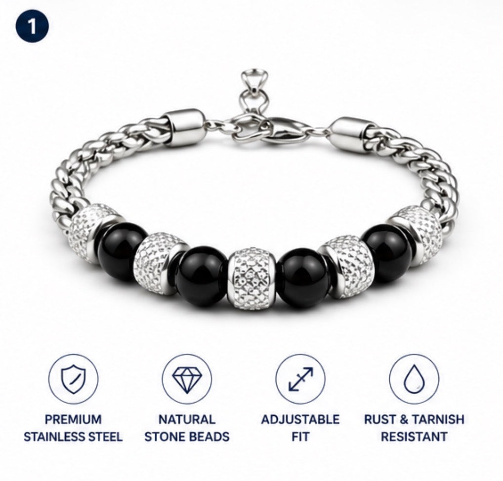 Women’s Stainless Steel Tiger Eye Bead Bracelet
