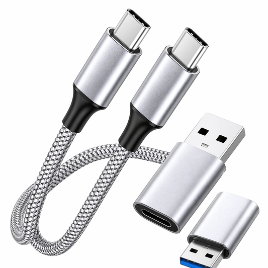 Braided USB C Cable with USB-A Adapter