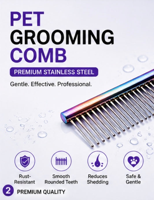 Rainbow Stainless Steel Pet Grooming Comb