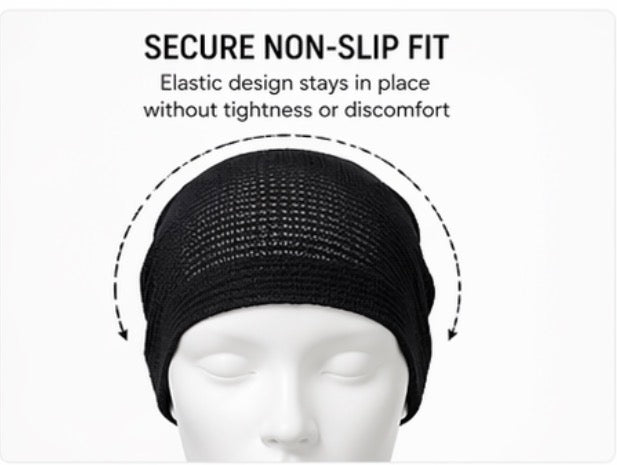 2 Pack Black Stretch Bonnet Cap for Women
