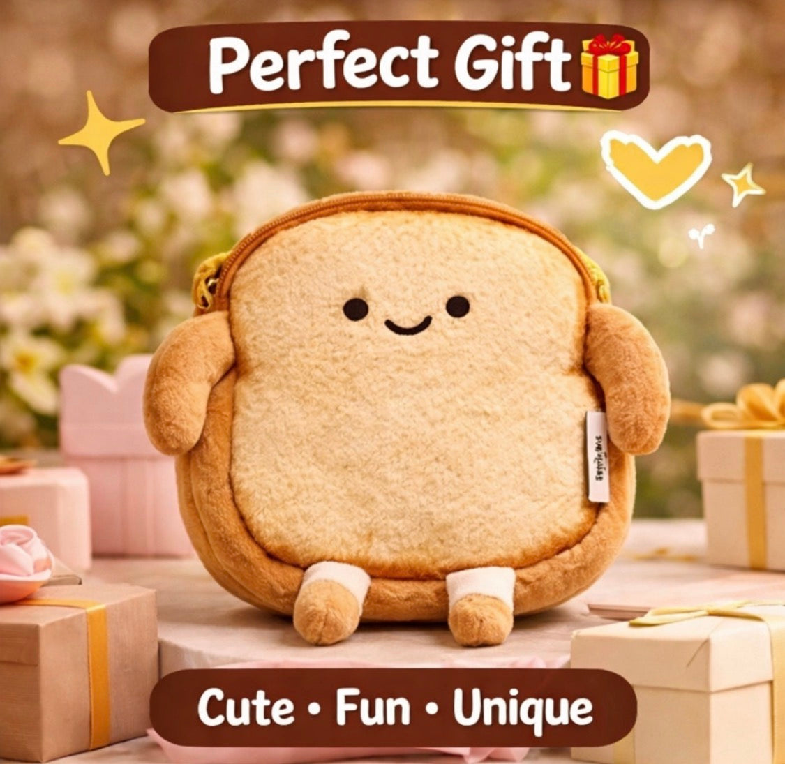Cute Toast Plush Crossbody Bag