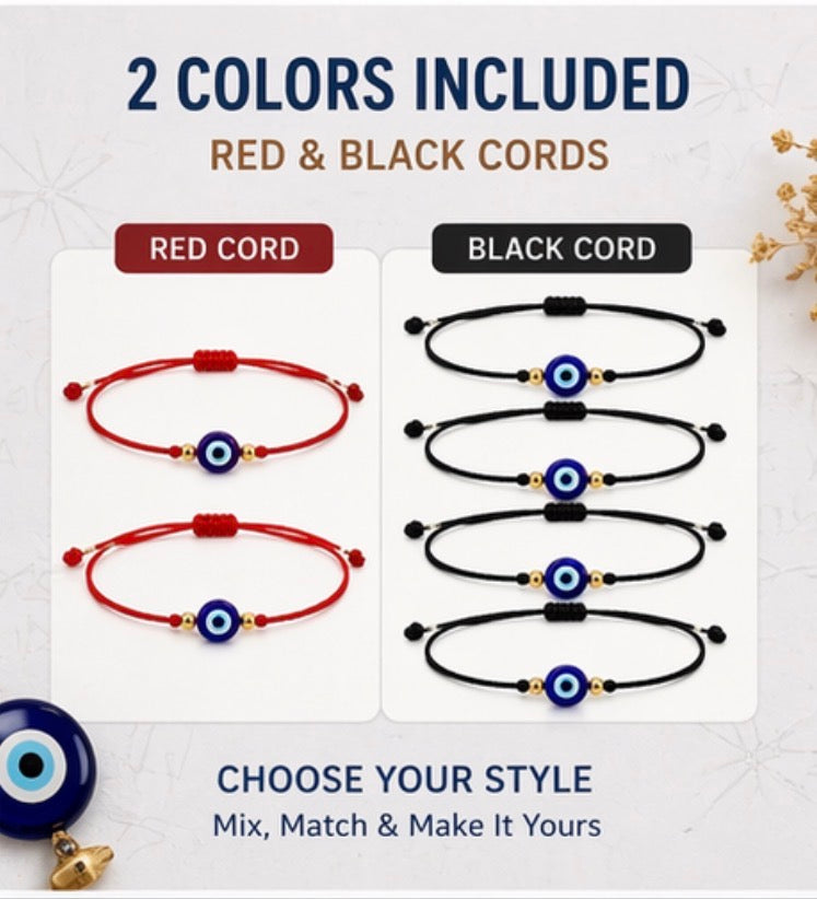 Evil Eye Bracelet Set for Women & Men (8 Pack)