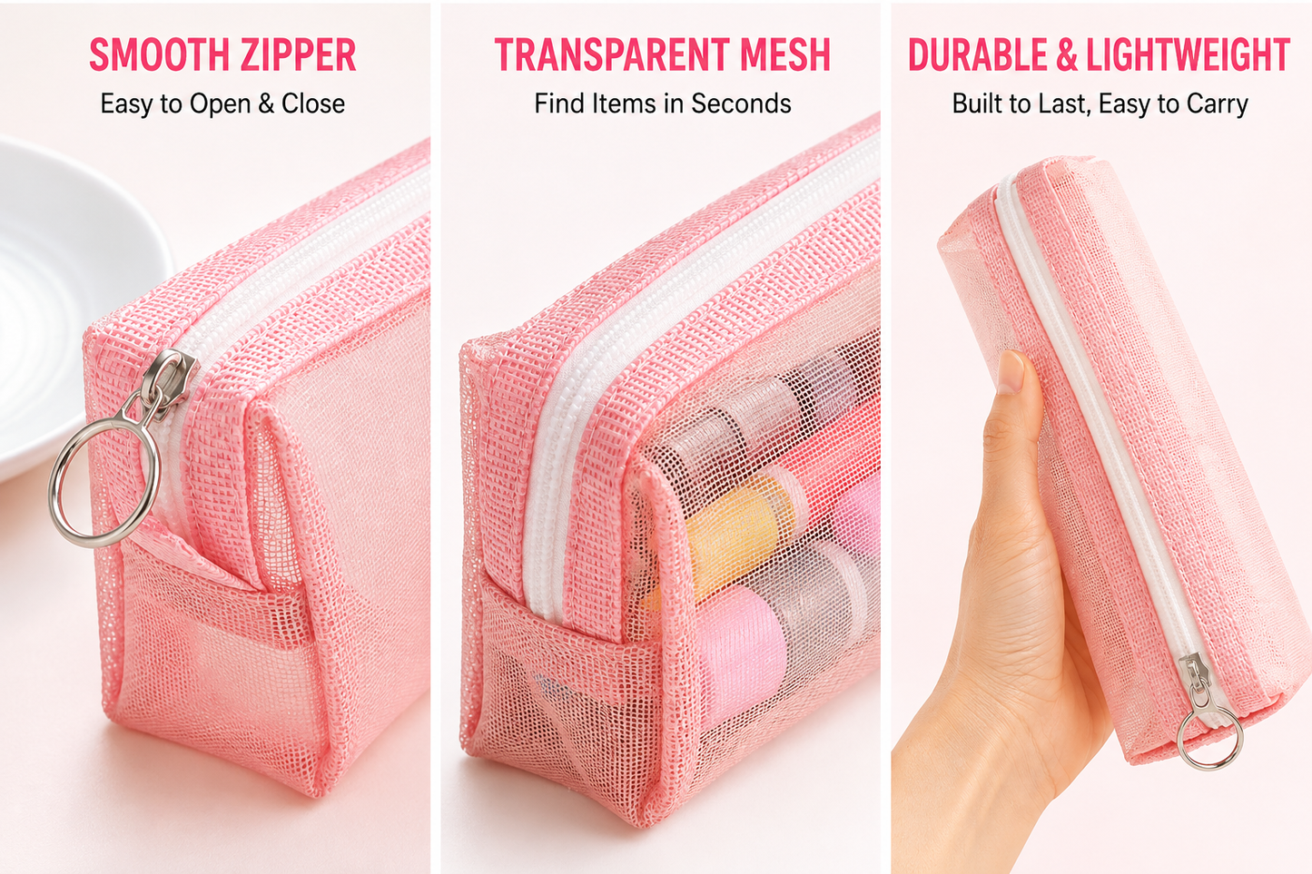 (2 pack )Transparent Mesh Pencil Case