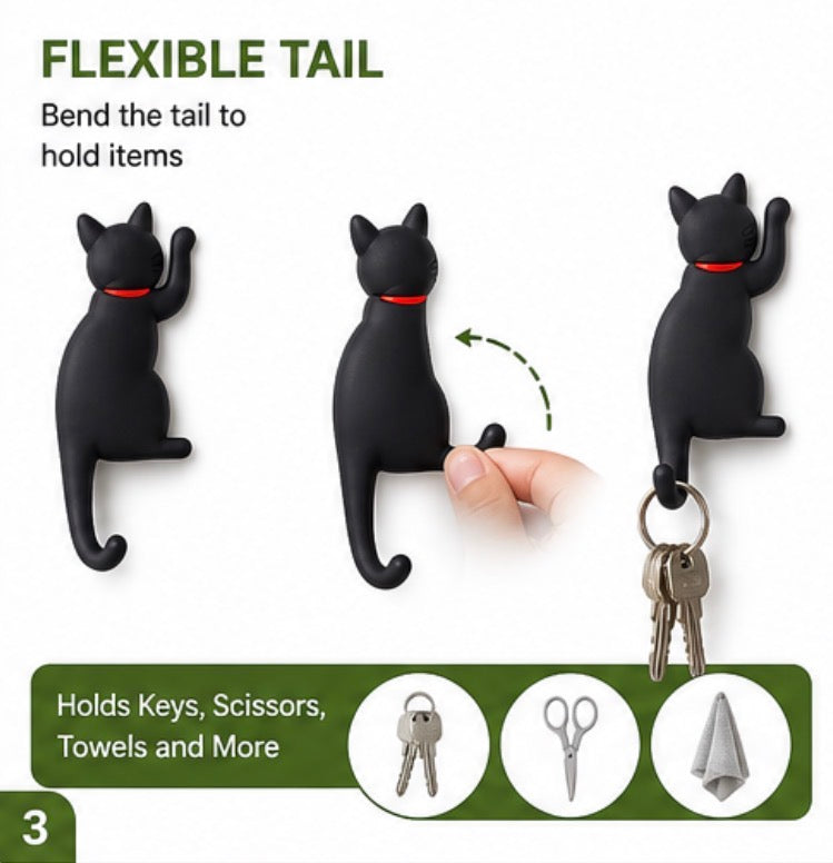 3 Cute Cat Tail Magnetic Hook