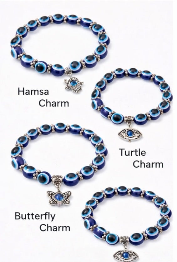 Protective Evil Eye Bracelet Adjustable Beaded Charm Bracelet (4 Styles)