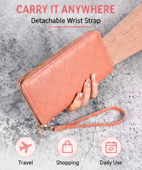 Women’s Large Capacity Zip Around Wallet Wristlet
