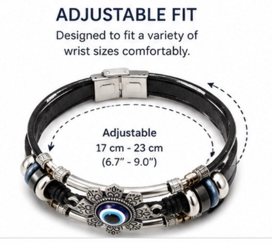 Vintage Evil Eye Leather Bracelet