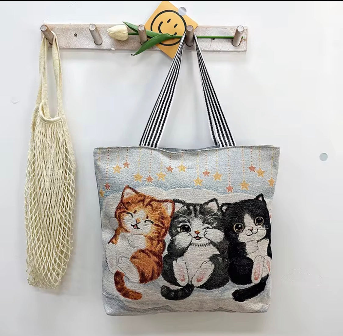 Cute Kitten Tote Bag with Zipper