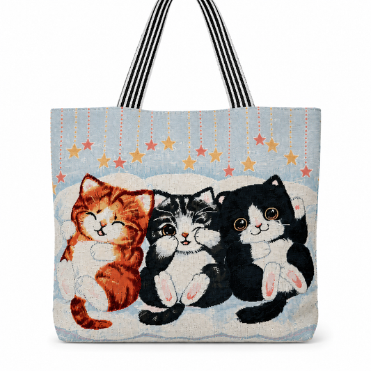 Cute Kitten Tote Bag with Zipper