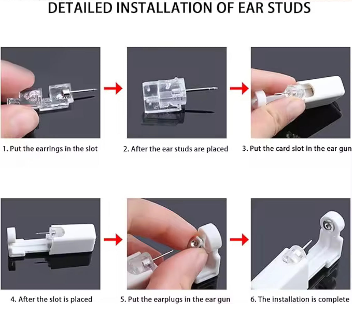 Gun Piercer Tool Machine-Disposable Safe Sterile Ear Piercing Stud Body Unit 1PC