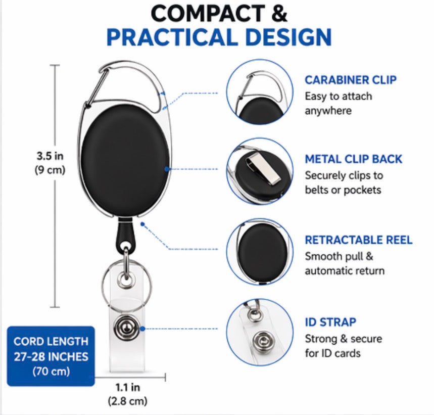 Retractable Badge Holder with Carabiner Clip