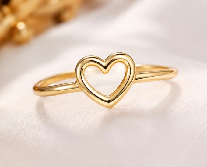 Minimalist Heart Ring – Gold & Silver Plated