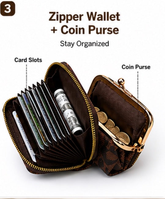 Women’s Small Wallet with Zipper & Coin Purse