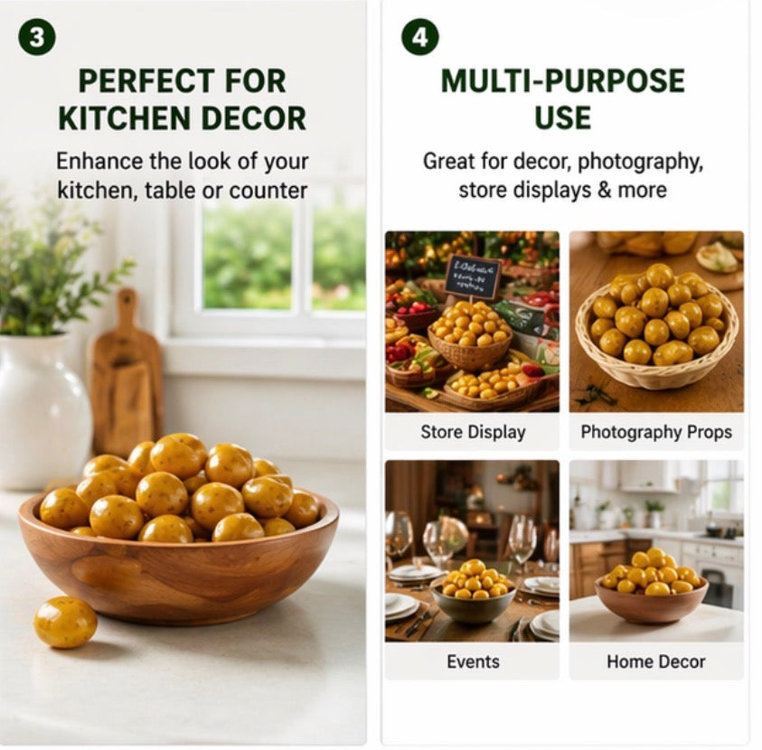 40 Artificial Mini Potatoes (Realistic Foam Fake Potatoes)
