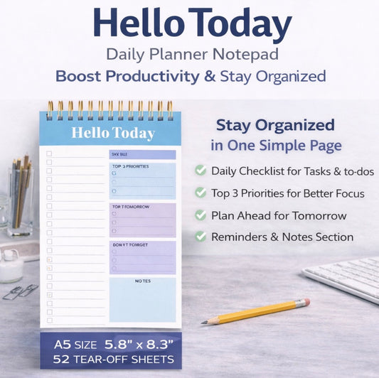 Hello Today Daily Planner Notepad