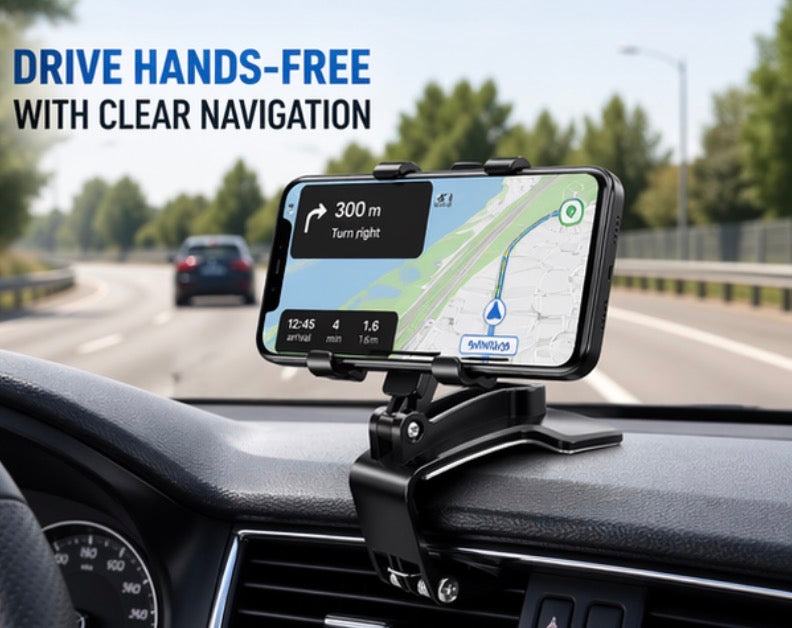 Adjustable Clamp Phone Mount for Car Dashboard, Desk, Bed & More